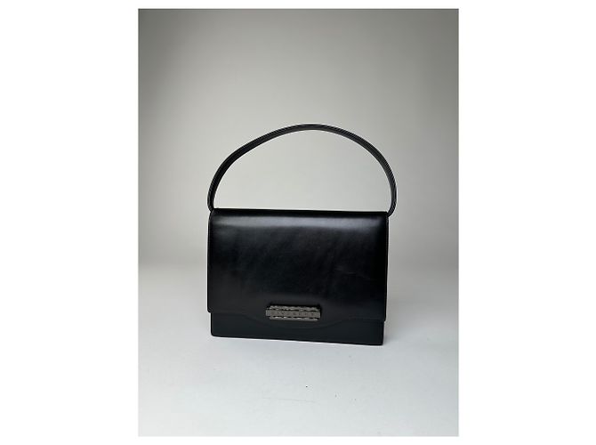 Vintage Givenchy Leder Schultertasche Y2K Schwarz Silber - Ansicht 5