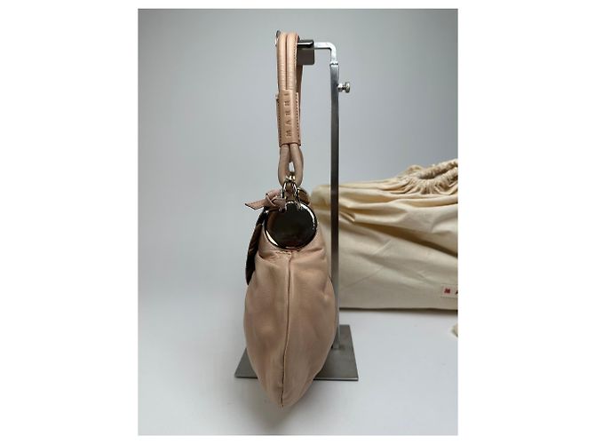 Vintage Marni Soft Leather Schultertasche Y2K Blush Pink Silber - Ansicht 10