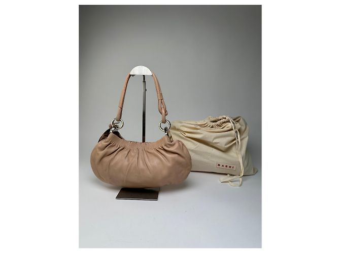 Vintage Marni Soft Leather Schultertasche Y2K Blush Pink Silber - Ansicht 2