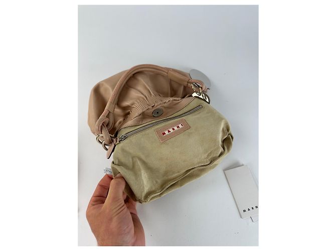 Vintage Marni Soft Leather Schultertasche Y2K Blush Pink Silber - Ansicht 3