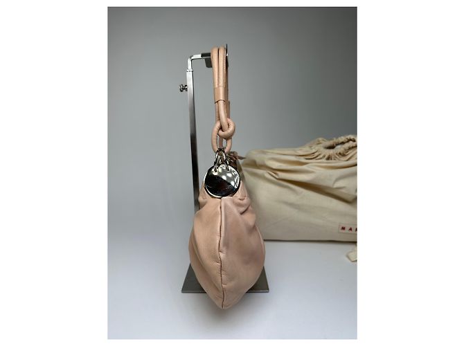 Vintage Marni Soft Leather Schultertasche Y2K Blush Pink Silber - Ansicht 5