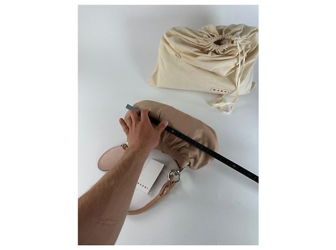 Vintage Marni Soft Leather Schultertasche Y2K Blush Pink Silber - Ansicht 9