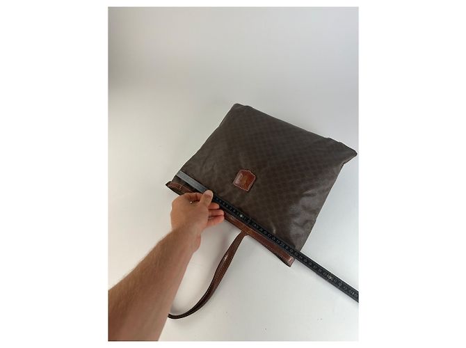 Triomphe Céline Tote Celine Vintage in Pelle Liscia Y2K Marrone Cioccolato - vista 10