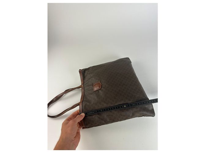 Triomphe Céline Tote Celine Vintage in Pelle Liscia Y2K Marrone Cioccolato - vista 11