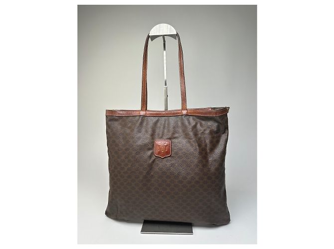 Triomphe Céline Tote Celine Vintage in Pelle Liscia Y2K Marrone Cioccolato - vista 13