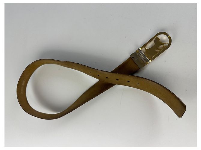 Céline Vintage Celine Ledergürtel aus Rinderleder Y2K Dunkelbraun Gold Golden - Ansicht 6