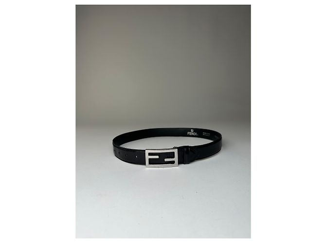 Vintage Fendi FF Logo Ledergürtel Y2K Schwarz Silber - Ansicht 10