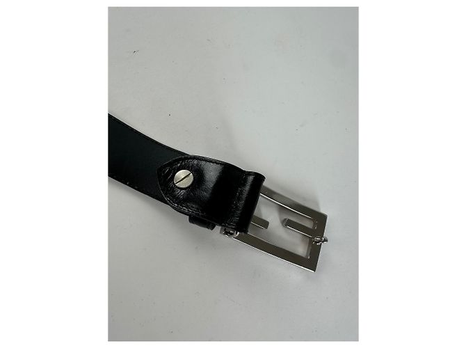 Vintage Fendi FF Logo Ledergürtel Y2K Schwarz Silber - Ansicht 6