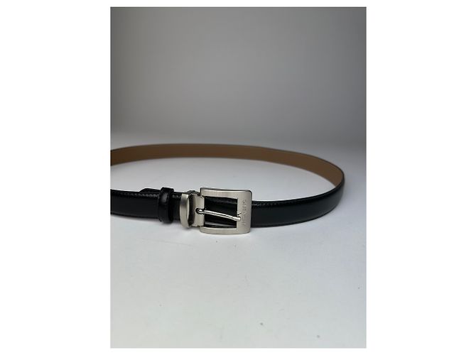 Vintage Givenchy Ledergürtel Y2K Schwarz Beige Silberschnalle - Ansicht 7