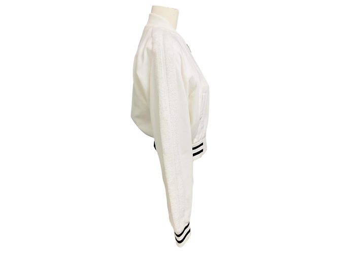 Giacca bomber in spugna bianca con dettaglio logo e zip Prada Bianco - vista 2