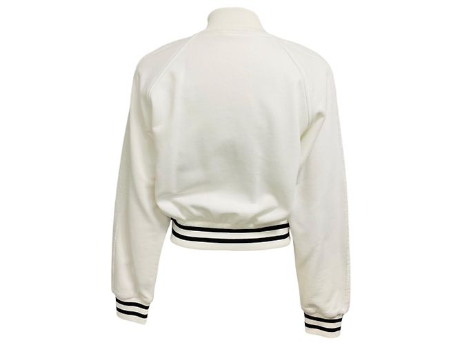 Giacca bomber in spugna bianca con dettaglio logo e zip Prada Bianco - vista 3