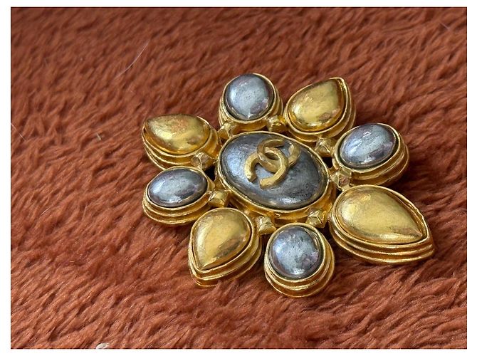 Spilla Chanel Vintage Fiore Oro e Argento D'oro - vista 3