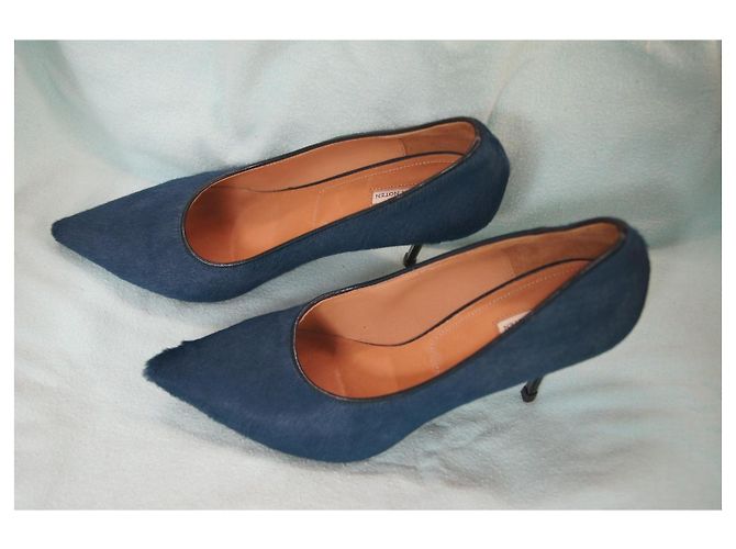 Dries Van Noten Décolleté in pelle di vitello blu - vista 3