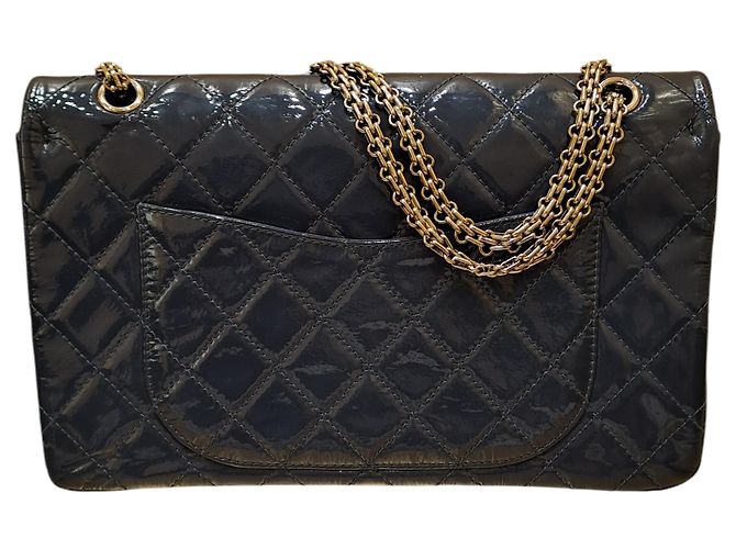 Borsa Chanel Reissue 2.55 Flap in pelle metallizzata Blu - vista 2