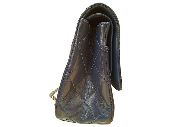 Borsa Chanel Reissue 2.55 Flap in pelle metallizzata Blu - vista 7