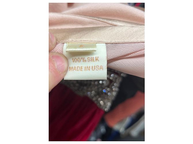 Marchesa Maxikleid aus roter Seide mit Kristallbesatz Größe 6/M gebraucht - Ansicht 5
