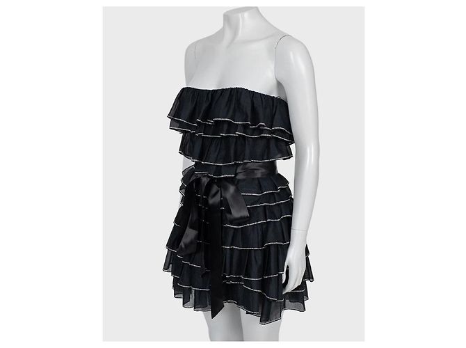 Schwarzes Mini-Rüschenkleid mit Kristallen Alexandre Vauthier FR38 gebraucht - Ansicht 2