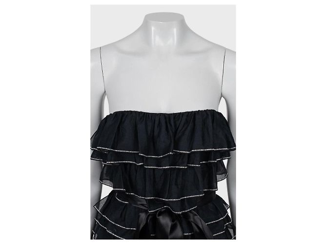 Schwarzes Mini-Rüschenkleid mit Kristallen Alexandre Vauthier FR38 gebraucht - Ansicht 6