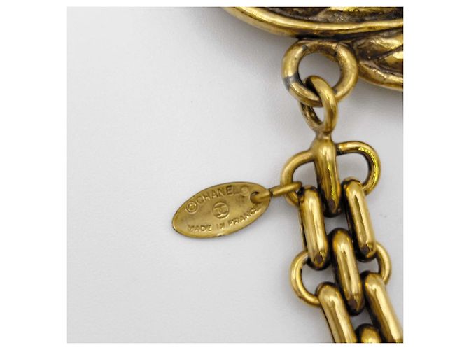 Portachiavi Vintage Chanel Coco Mark Matelassé D'oro - vista 3