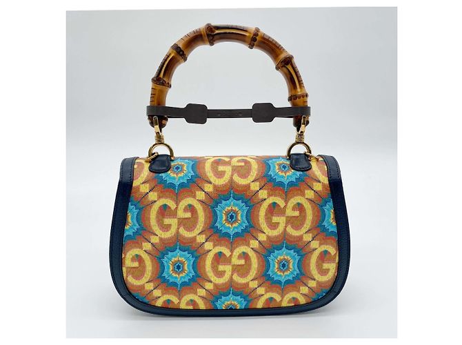 GUCCI Bamboo Handtasche blau aus Leder und PVC - Ansicht 2
