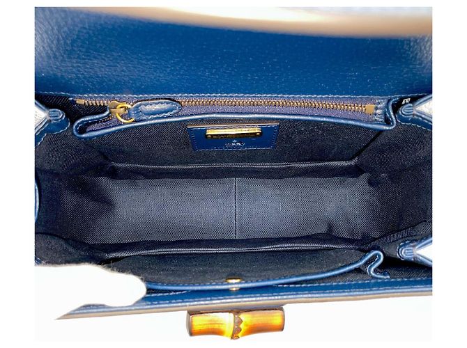GUCCI Bamboo Handtasche blau aus Leder und PVC - Ansicht 6