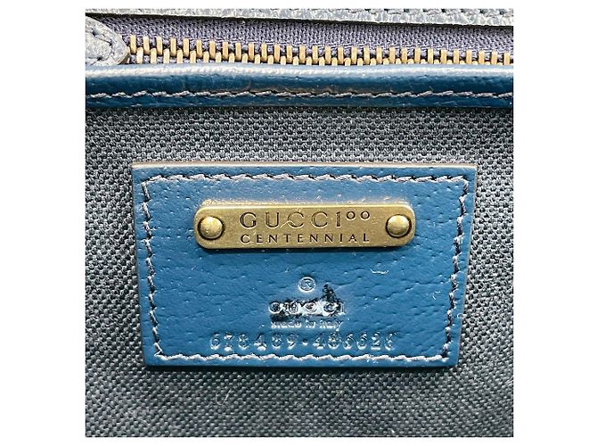 GUCCI Bamboo Handtasche blau aus Leder und PVC - Ansicht 9