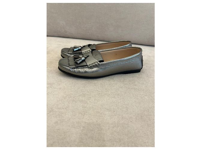 Tod's Gommino Mocassini in pelle argento - vista 2