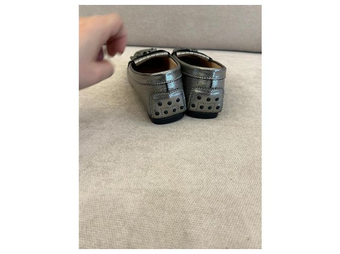 Tod's Gommino Mocassini in pelle argento - vista 3