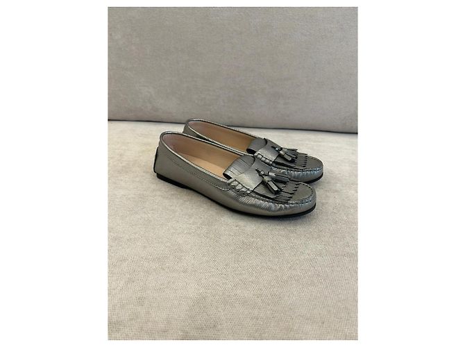 Tod's Gommino Mocassini in pelle argento - vista 4
