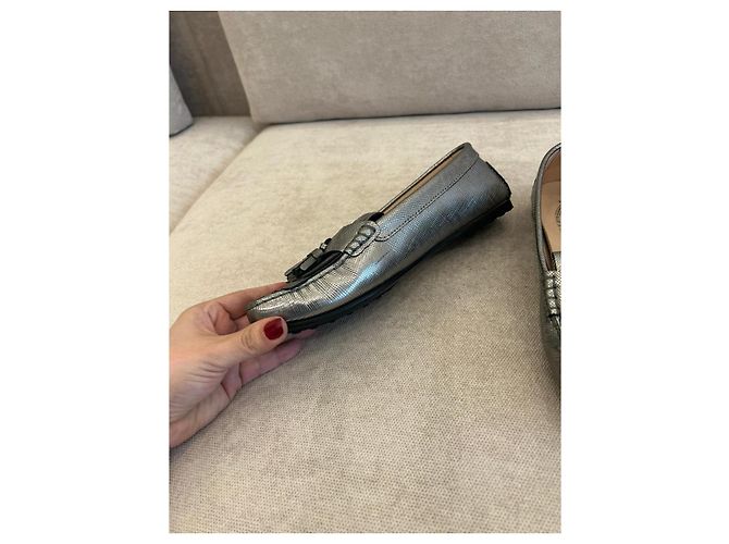 Tod's Gommino Mocassini in pelle argento - vista 5