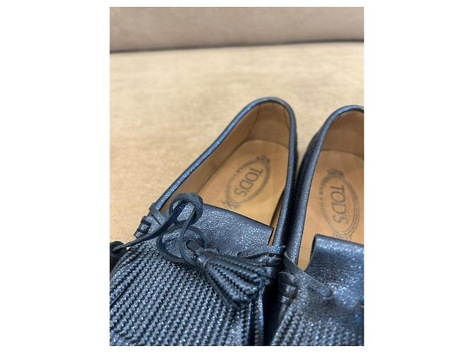 Mocassini Tod's Gommino in pelle blu metallizzata Metallico - vista 4