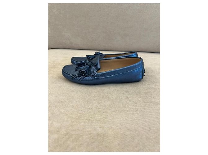 Mocassini Tod's Gommino in pelle blu metallizzata Metallico - vista 5