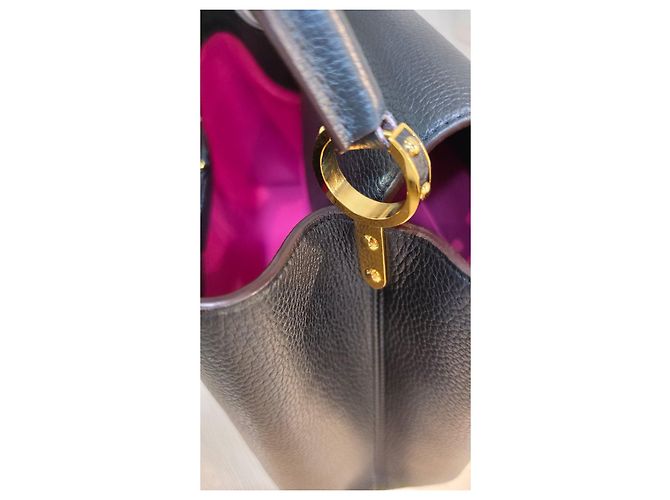 Louis Vuitton Capucines GM Borsa Pelle Granulata Nera Nero - vista 18