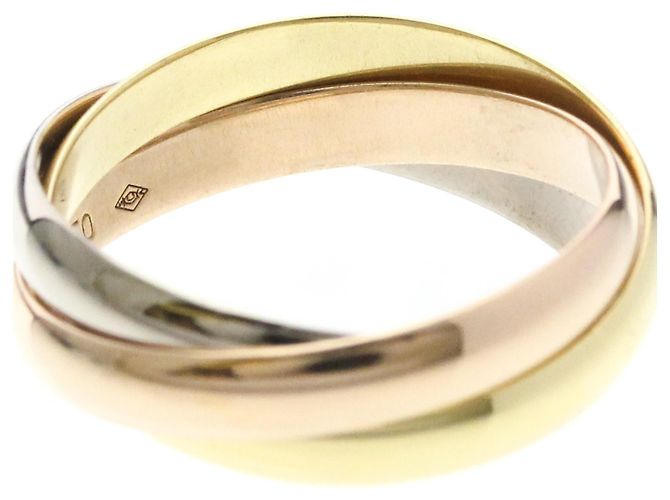 Anello Cartier Trinity in oro giallo rosa e bianco 18K D'oro - vista 4