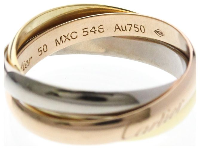Anello Cartier Trinity in oro giallo rosa e bianco 18K D'oro - vista 7