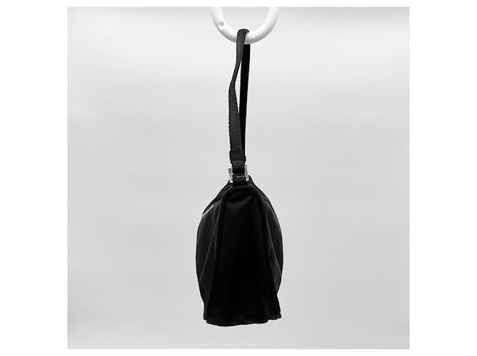 Borsa Prada Triangle Plate Logo Tessuto Pocono Nero - vista 3