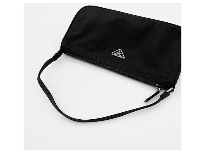 Borsa Prada Triangle Plate Logo Tessuto Pocono Nero - vista 5