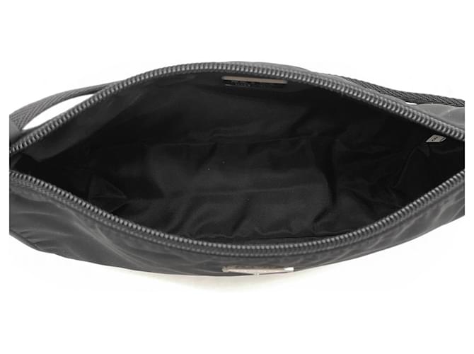 Borsa Prada Triangle Plate Logo Tessuto Pocono Nero - vista 7