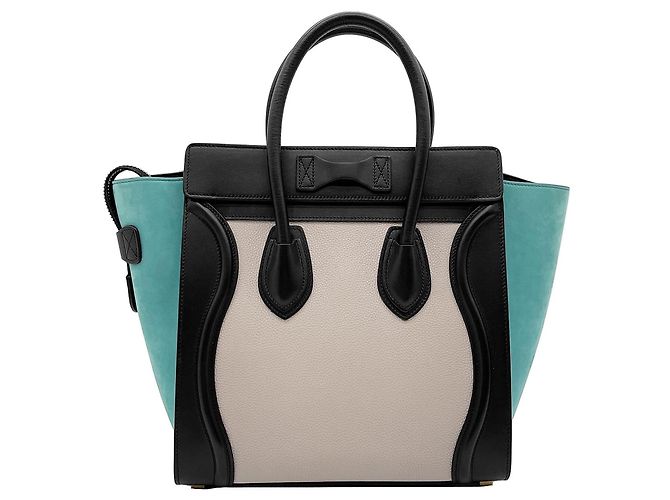 Céline Borsa Luggage Celine in pelle e scamosciato Nero Beige Verde - vista 2