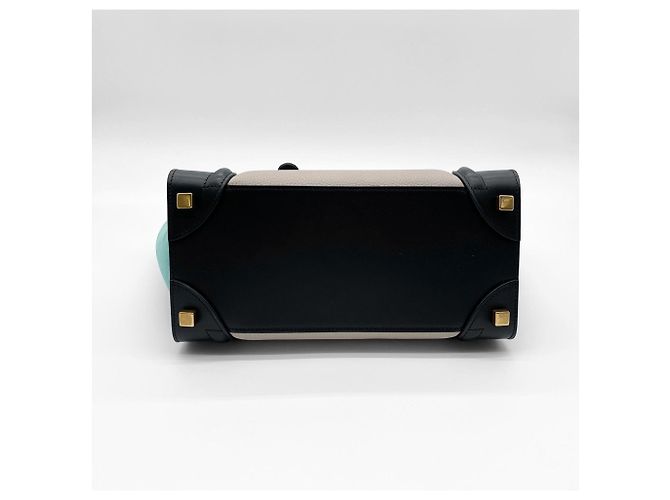 Céline Borsa Luggage Celine in pelle e scamosciato Nero Beige Verde - vista 4