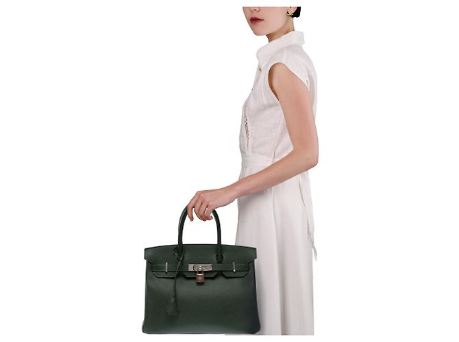 Hermès Borsa HERMES Birkin 30 in Pelle Verde - 103577 - vista 13
