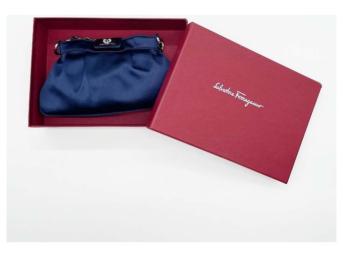 Borsa a tracolla Salvatore Ferragamo Gancini con catena di strass Blu - vista 10