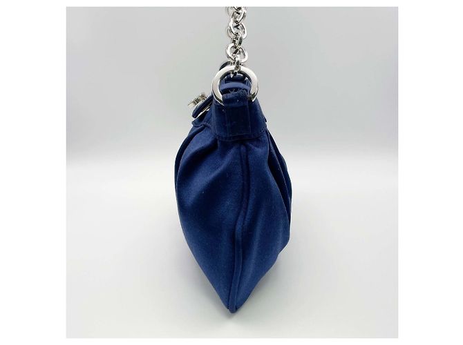 Borsa a tracolla Salvatore Ferragamo Gancini con catena di strass Blu - vista 3