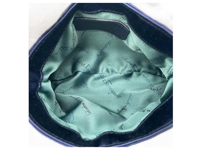 Borsa a tracolla Salvatore Ferragamo Gancini con catena di strass Blu - vista 5