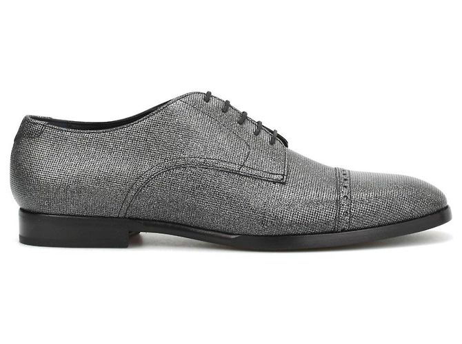 Jimmy Choo Scarpe Derby in pelle grigia glitterata Argento Grigio - vista 3