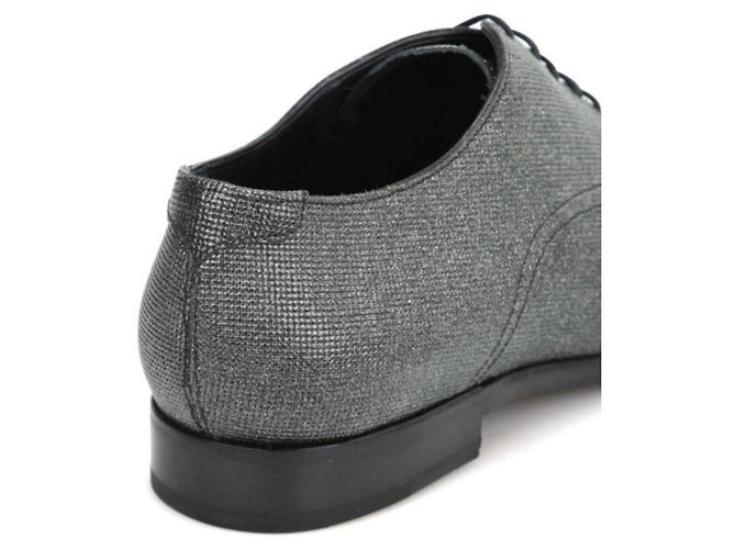 Jimmy Choo Scarpe Derby in pelle grigia glitterata Argento Grigio - vista 5