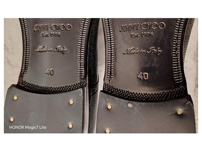 Jimmy Choo Scarpe Derby in pelle grigia glitterata Argento Grigio - vista 7