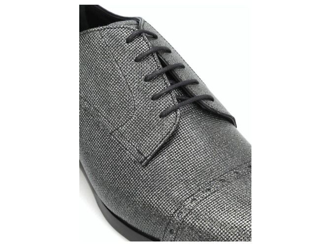 Jimmy Choo Scarpe Derby in pelle grigia glitterata Argento Grigio - vista 8