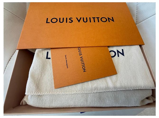 Louis Vuitton Pochette Twist Damier Denim Patchwork Borsa a Spalla Rosso Blu D'oro - vista 15