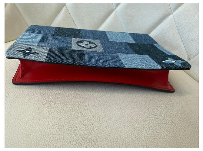 Louis Vuitton Pochette Twist Damier Denim Patchwork Borsa a Spalla Rosso Blu D'oro - vista 6
